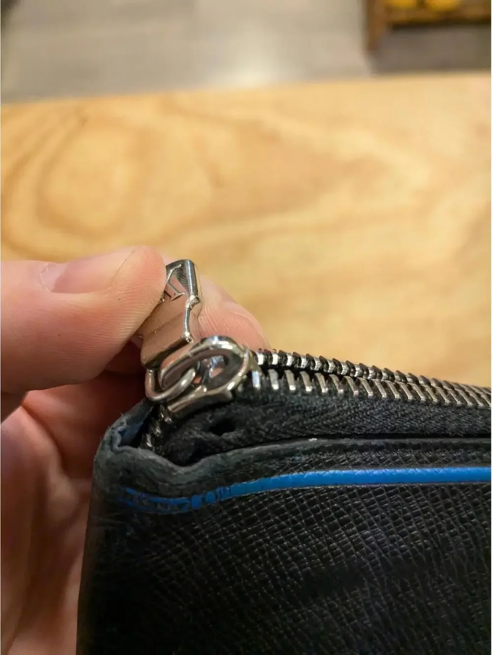 RARE! LOUIS VUITTON Bicolor Blue Taiga Zippy Long Wallet Vertical Zip Around